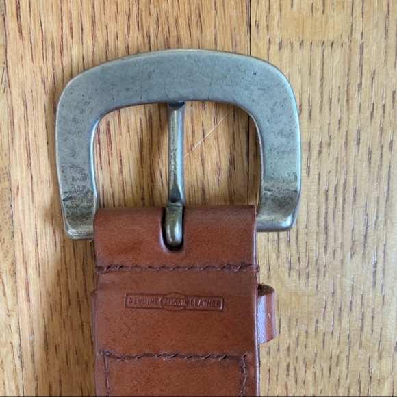 fossil braided leather maroon turquoise beige brown belt 1.5” wide southern belt - Picture 3 of 3